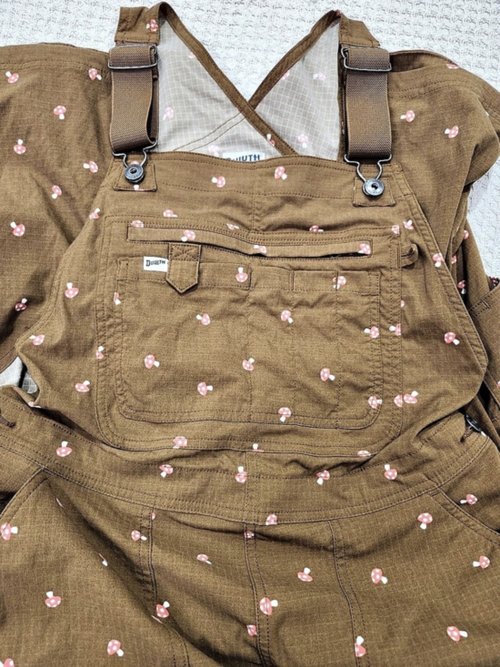 Duluth Mushroom Cottagecore Overalls in Brown Size Large - Picture 4 of 7